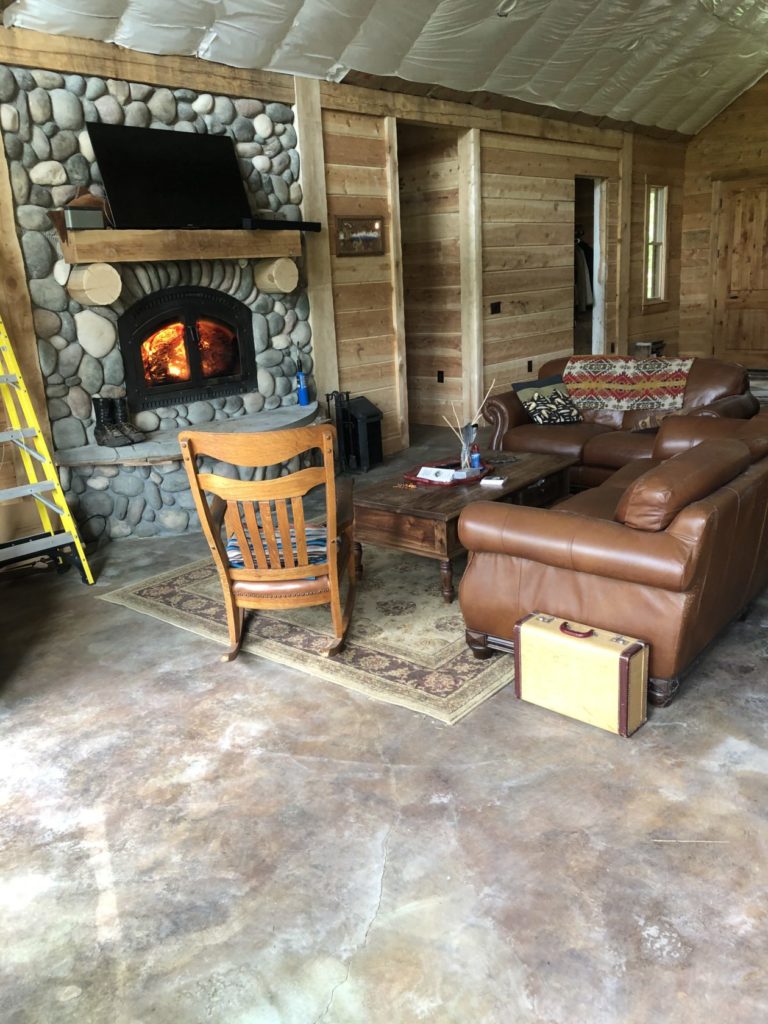 log home living area