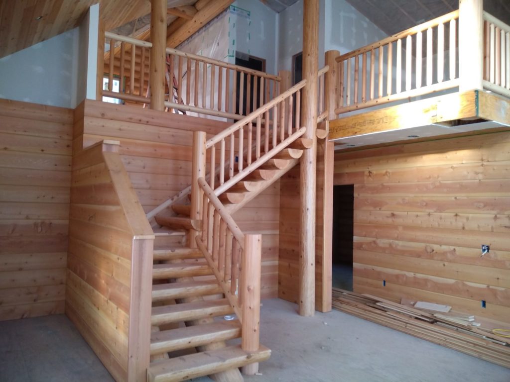 stairs in log home