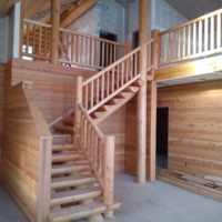 stairs in log home