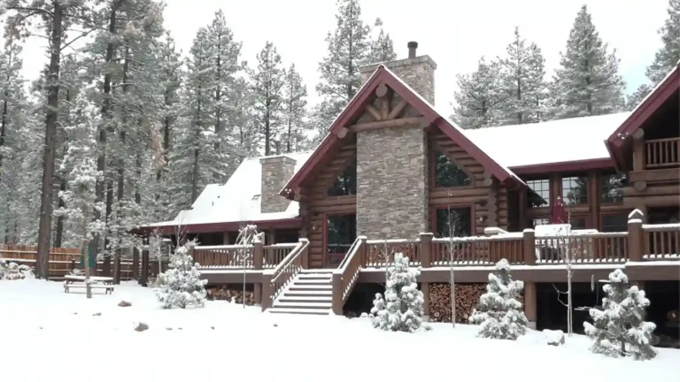 Luxury Log Home in Winter 11zon