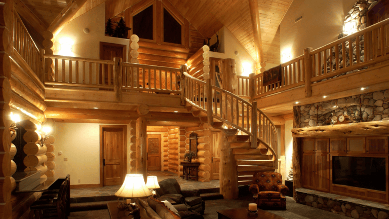 Interior of Log Home Luxury Escape