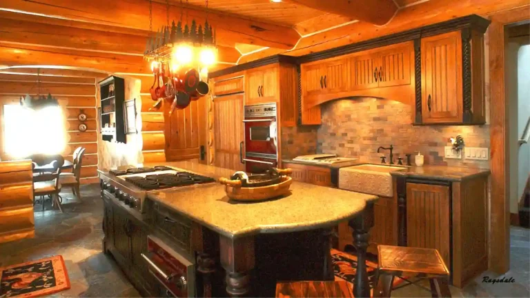 Kitchen in Large Log Home 11zon