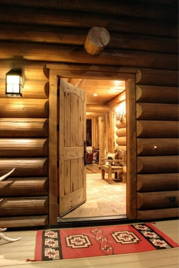 Open Door into log cabin