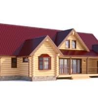 structure log floor plan with red roof
