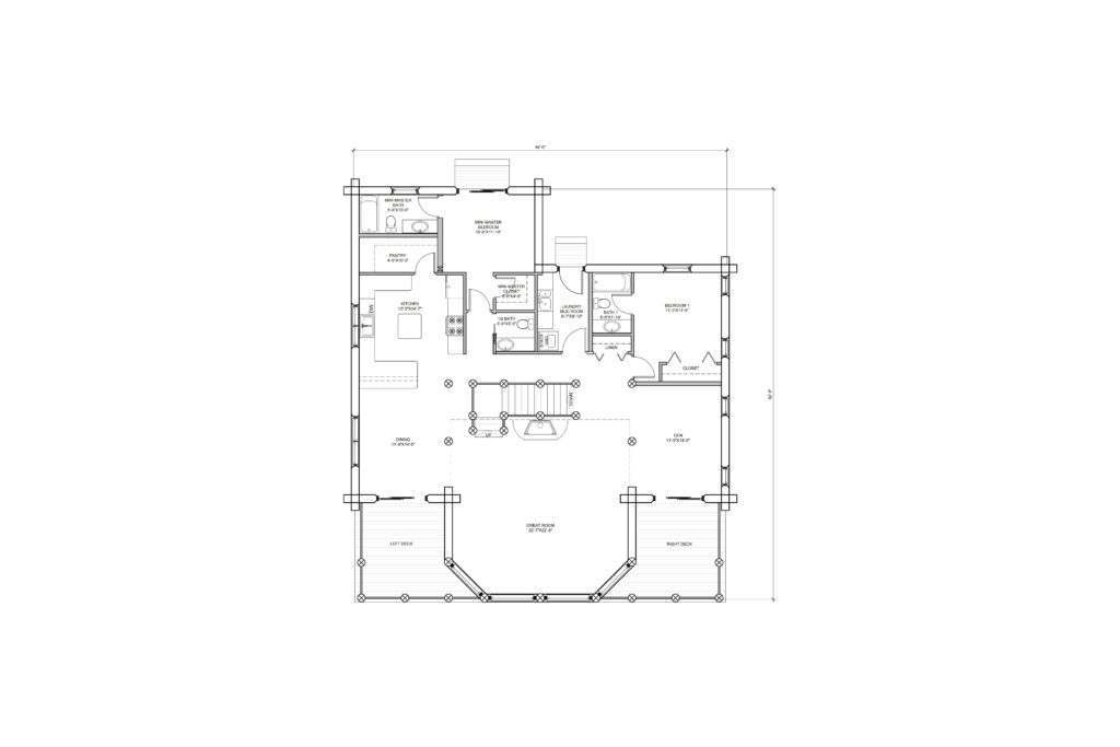 Log home floor plan blueprint