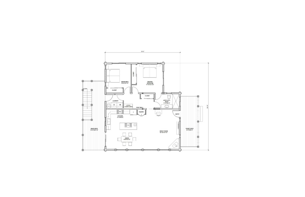 Log home floor plan blueprint