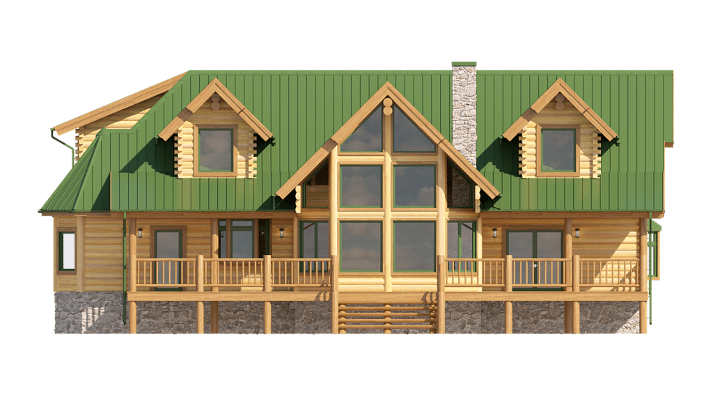 structure log floor plan with green roof