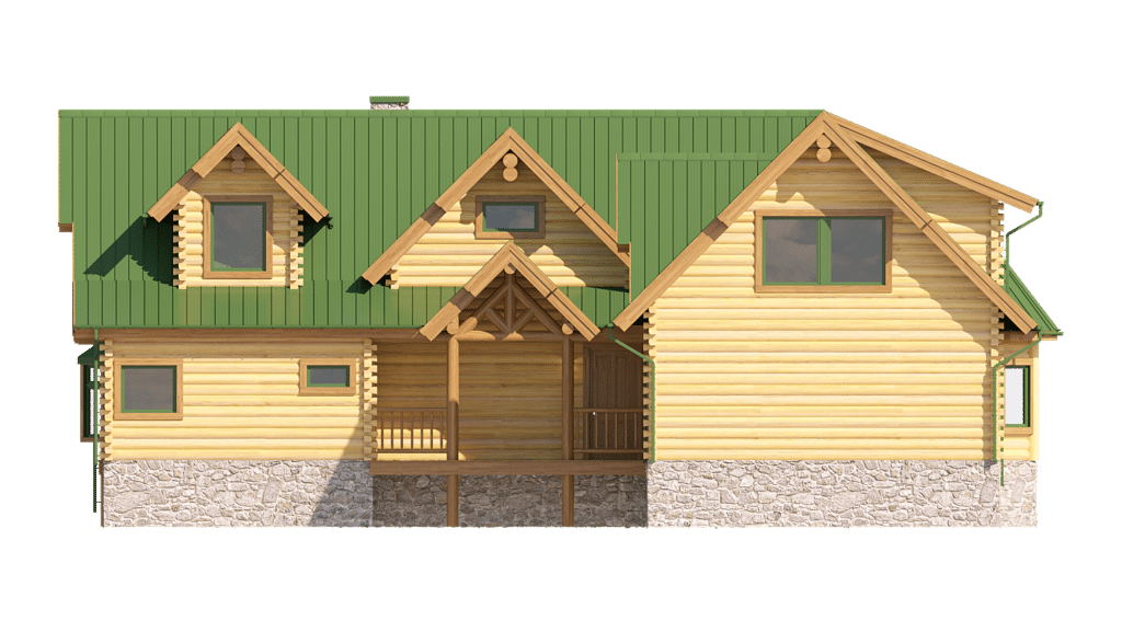 structure log floor plan with green roof