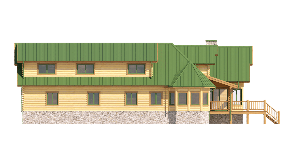 structure log floor plan with green roof