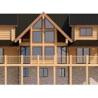 log home floor plan with black roof