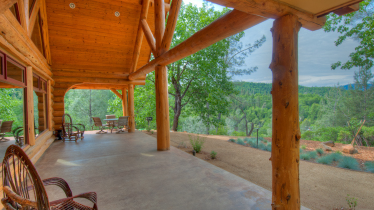 Log Home Lifestyle - covered porch