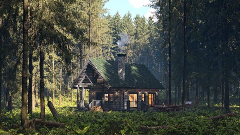 Lookout floor plan custom home nestled in the forest