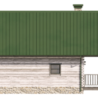 Barndomonium floor plan featuring green roof and log home