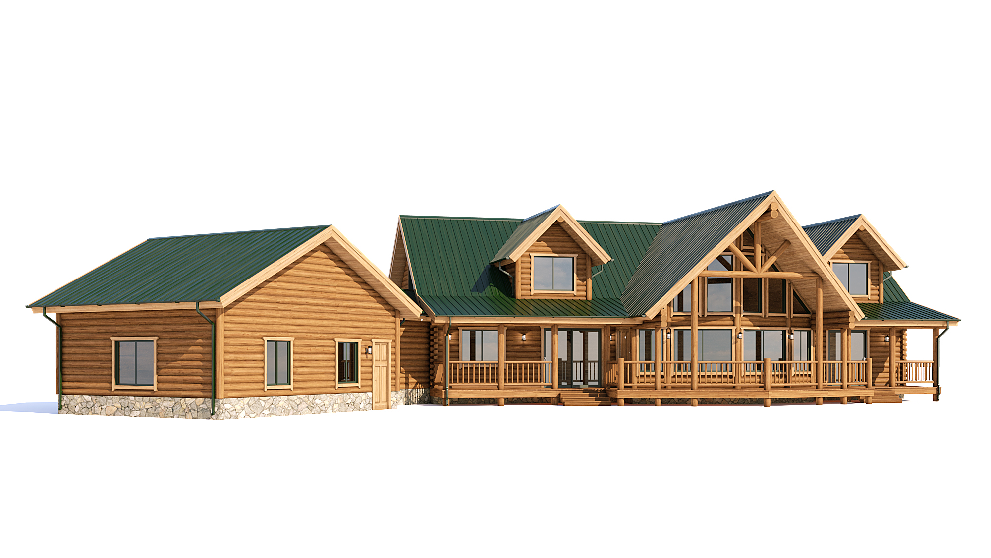 log home with green roof floor plan