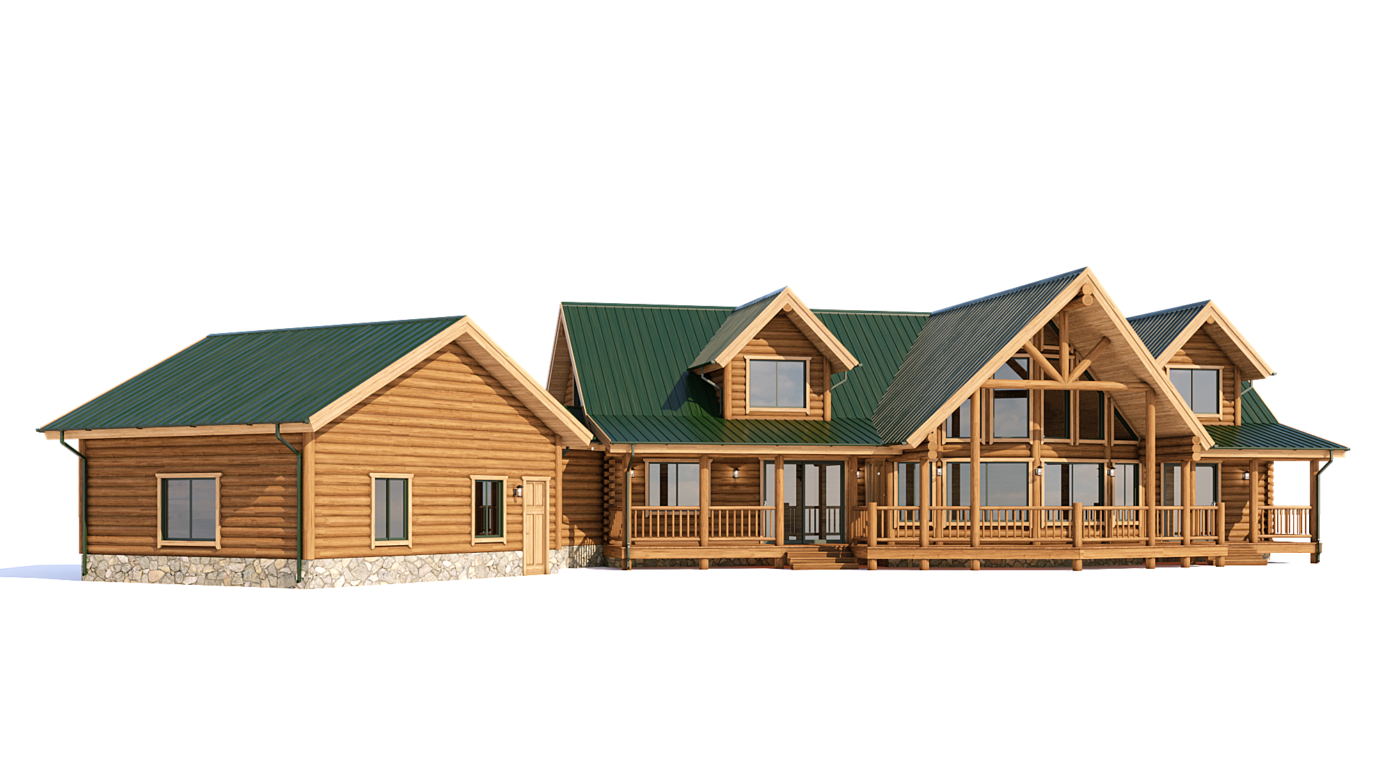 log home with green roof floor plan