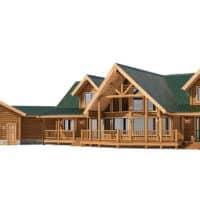 log home with green roof floor plan