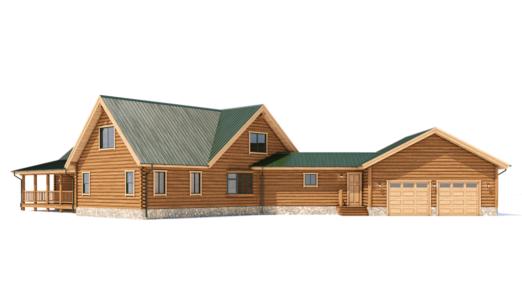 log home with green roof floor plan