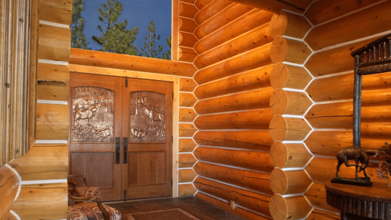 The interior of a custom log home that demonstrates barndominium design tips to use.