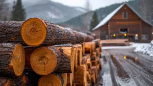 Pine logs for cabin